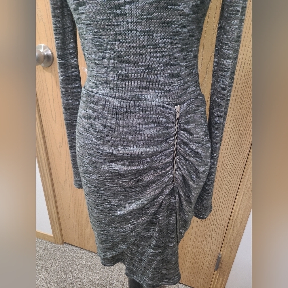 Maurices Green Heathered Ruched Zipper Sweater Dress - Picture 2 of 4